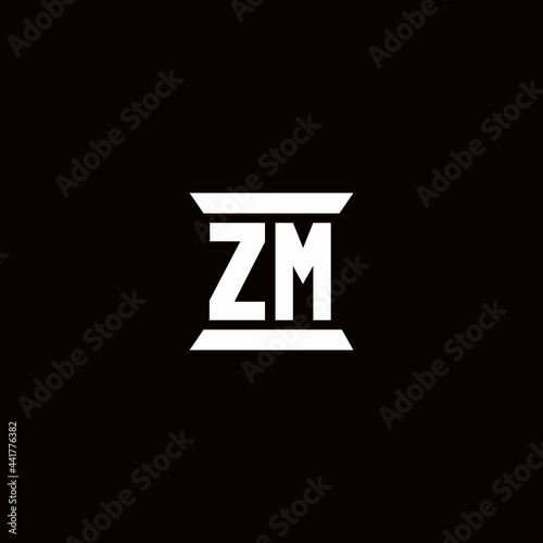 ZM Logo monogram with pillar shape designs template