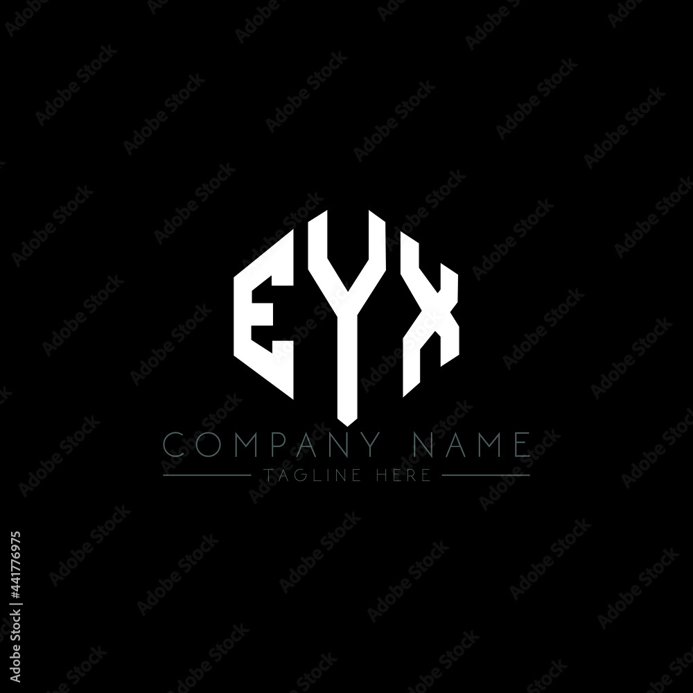 EYX letter logo design with polygon shape. EYX polygon logo monogram. EYX cube logo design. EYX hexagon vector logo template white and black colors. EYX monogram, EYX business and real estate logo. 