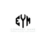 EYM letter logo design with polygon shape. EYM polygon logo monogram. EYM cube logo design. EYM hexagon vector logo template white and black colors. EYM monogram, EYM business and real estate logo. 
