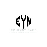 EYN letter logo design with polygon shape. EYN polygon logo monogram. EYN cube logo design. EYN hexagon vector logo template white and black colors. EYN monogram, EYN business and real estate logo. 