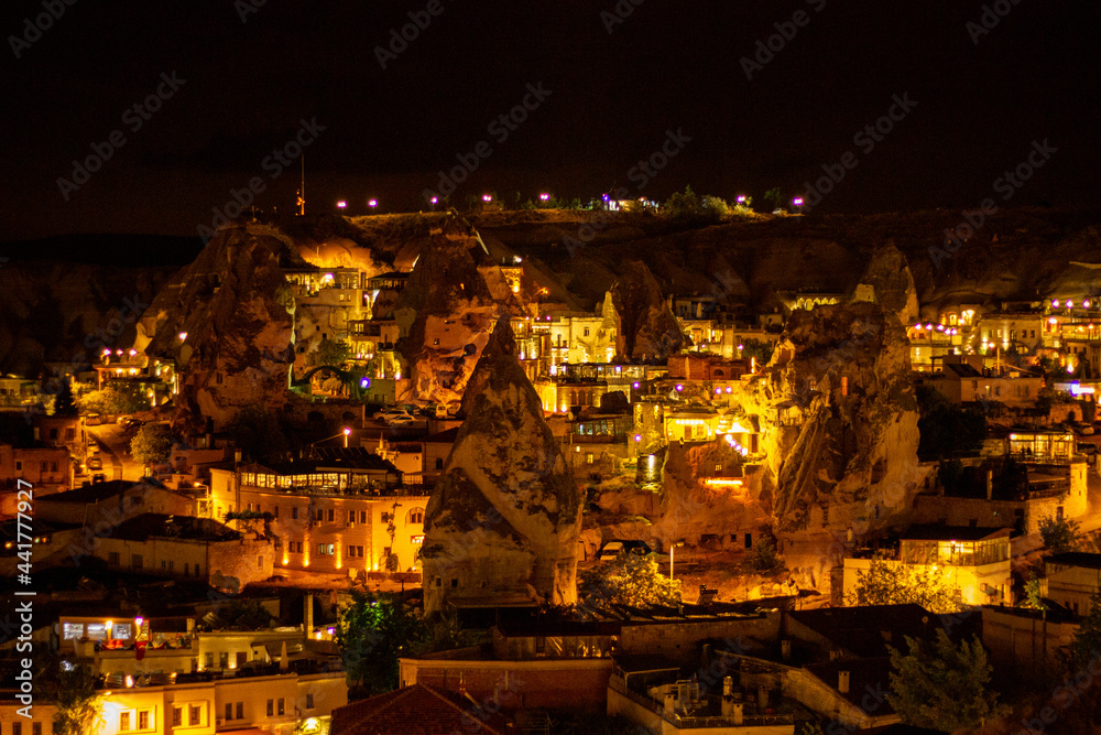 The night time in Cappadocia, landscape of Cappadocia, Turkey