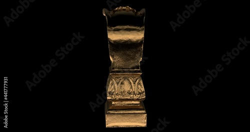 Golden ancient statue of lion-monster in scare pose