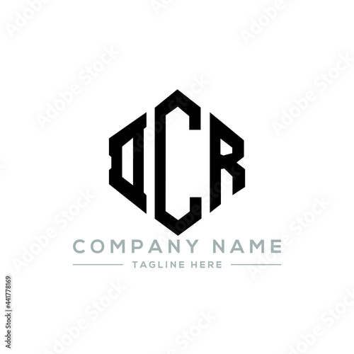 DCR letter logo design with polygon shape. DCR polygon logo monogram. DCR cube logo design. DCR hexagon vector logo template white and black colors. DCR monogram, DCR business and real estate logo.  photo