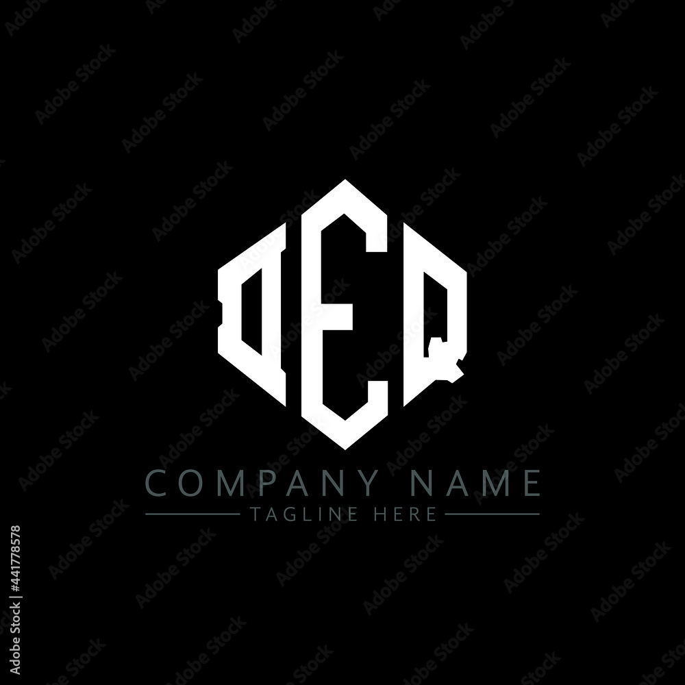 DEQ letter logo design with polygon shape. DEQ polygon logo monogram. DEQ cube logo design. DEQ hexagon vector logo template white and black colors. DEQ monogram, DEQ business and real estate logo. 
