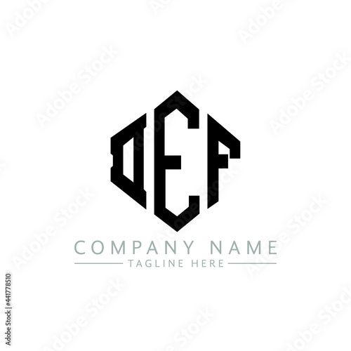 DEF letter logo design with polygon shape. DEF polygon logo monogram. DEF cube logo design. DEF hexagon vector logo template white and black colors. DEF monogram, DEF business and real estate logo. 