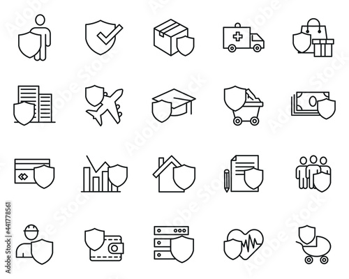 Insurance elements set icon symbol template for graphic and web design collection logo vector illustration