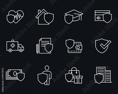 Insurance elements set icon symbol template for graphic and web design collection logo vector illustration