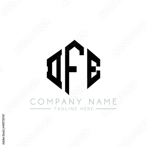 DFE letter logo design with polygon shape. DFE polygon logo monogram. DFE cube logo design. DFE hexagon vector logo template white and black colors. DFE monogram, DFE business and real estate logo.  © mamun25g