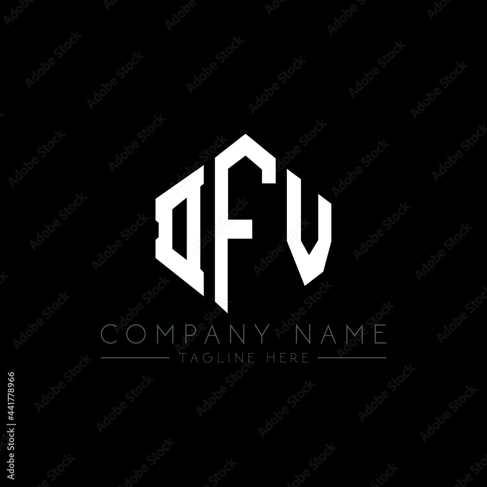 DFV letter logo design with polygon shape. DFV polygon logo monogram. DFV cube logo design. DFV hexagon vector logo template white and black colors. DFV monogram, DFV business and real estate logo. 