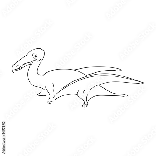 hand drawn, vector, sketch illustration of pterodactyl