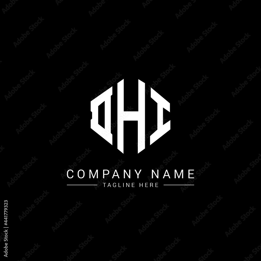 DHI letter logo design with polygon shape. DHI polygon logo monogram