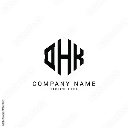 DHK letter logo design with polygon shape. DHK polygon logo monogram. DHK cube logo design. DHK hexagon vector logo template white and black colors. DHK monogram, DHK business and real estate logo. 