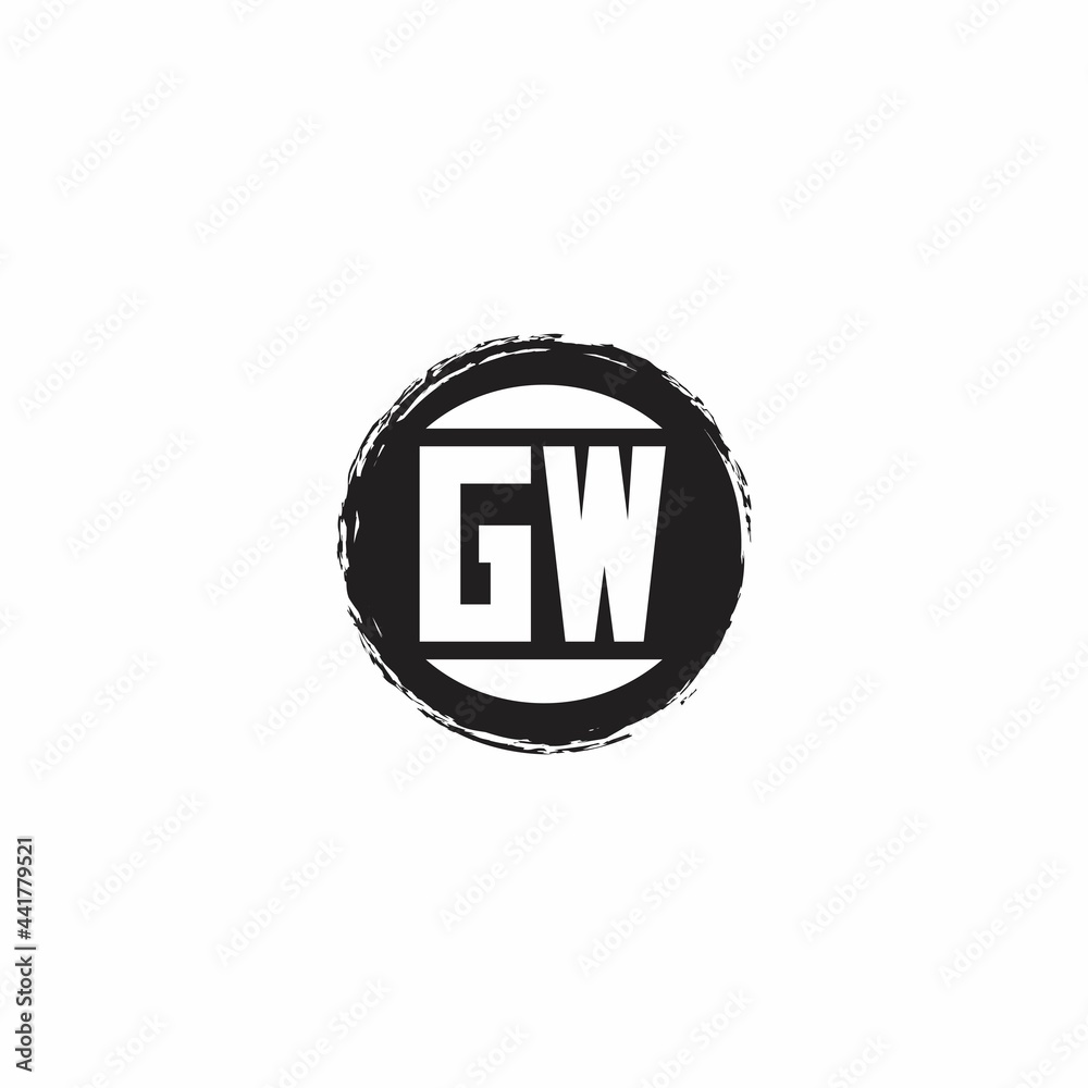 GW Logo Initial Letter Monogram with abstrac circle shape design template