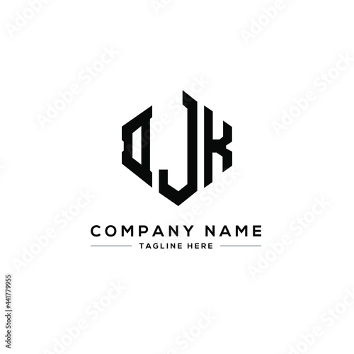 DJK letter logo design with polygon shape. DJK polygon logo monogram. DJK cube logo design. DJK hexagon vector logo template white and black colors. DJK monogram, DJK business and real estate logo. 
