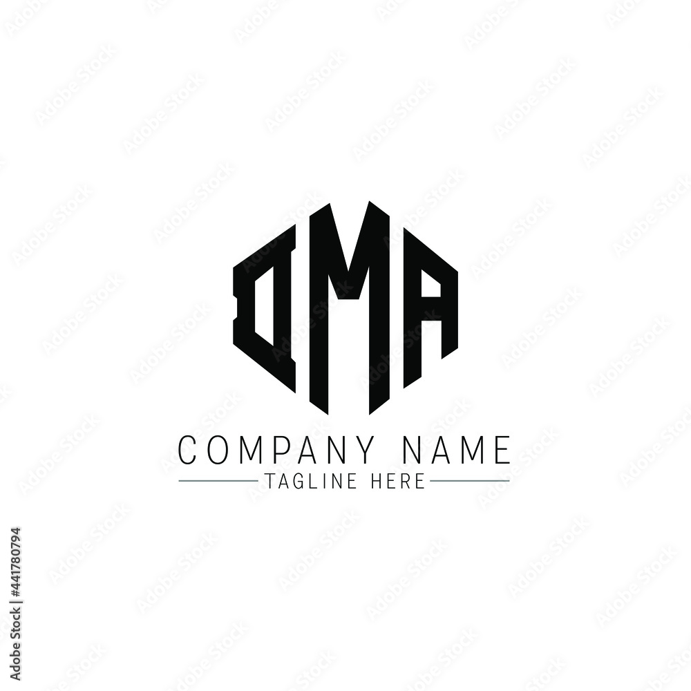 DMA letter logo design with polygon shape. DMA polygon logo monogram