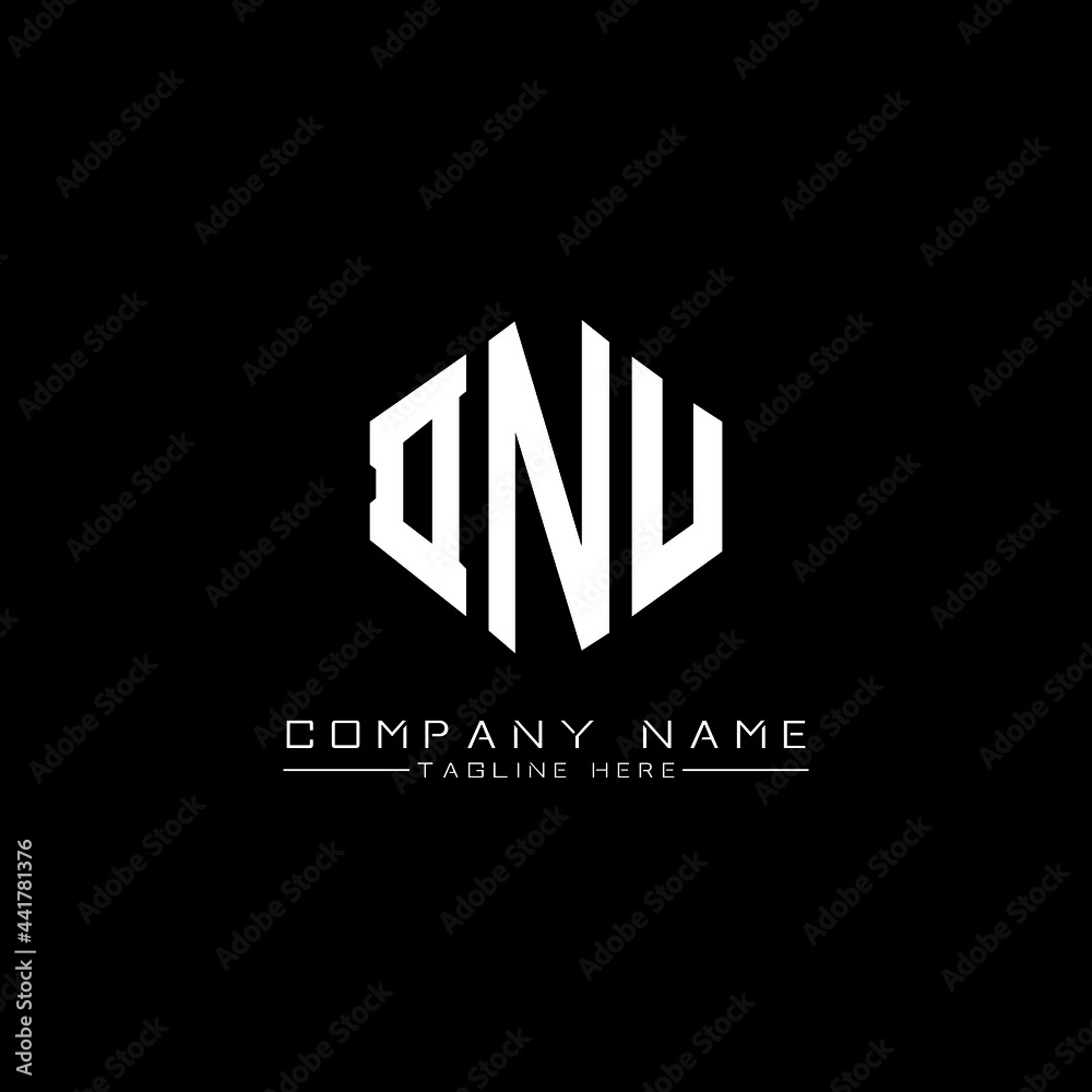 DNU letter logo design with polygon shape. DNU polygon logo monogram. DNU cube logo design. DNU hexagon vector logo template white and black colors. DNU monogram, DNU business and real estate logo. 