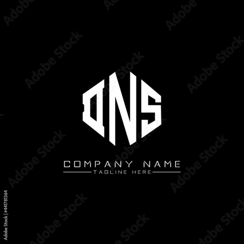 DNS letter logo design with polygon shape. DNS polygon logo monogram. DNS cube logo design. DNS hexagon vector logo template white and black colors. DNS monogram, DNS business and real estate logo. 