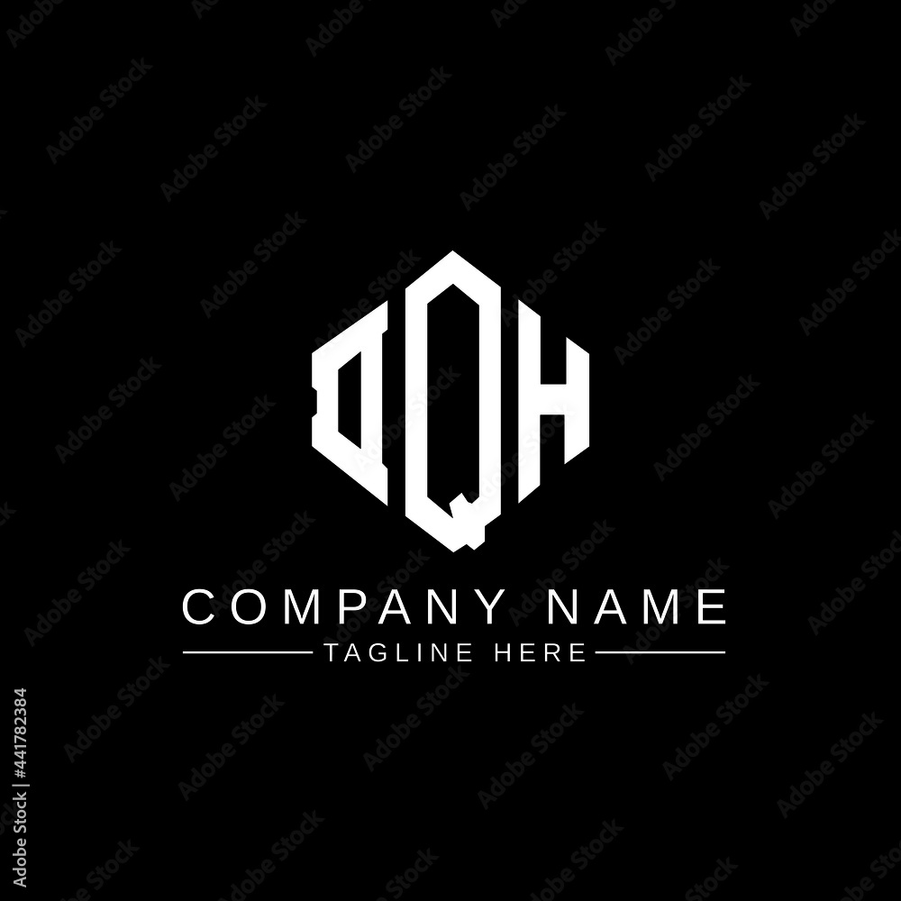 DQH letter logo design with polygon shape. DQH polygon logo monogram. DQH cube logo design. DQH hexagon vector logo template white and black colors. DQH monogram, DQH business and real estate logo. 