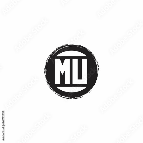 MU Logo Initial Letter Monogram with abstrac circle shape design template