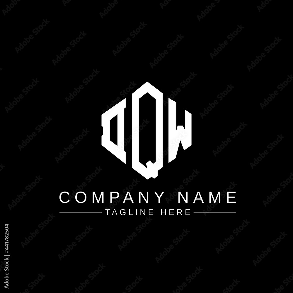 DQW letter logo design with polygon shape. DQW polygon logo monogram. DQW cube logo design. DQW hexagon vector logo template white and black colors. DQW monogram, DQW business and real estate logo. 