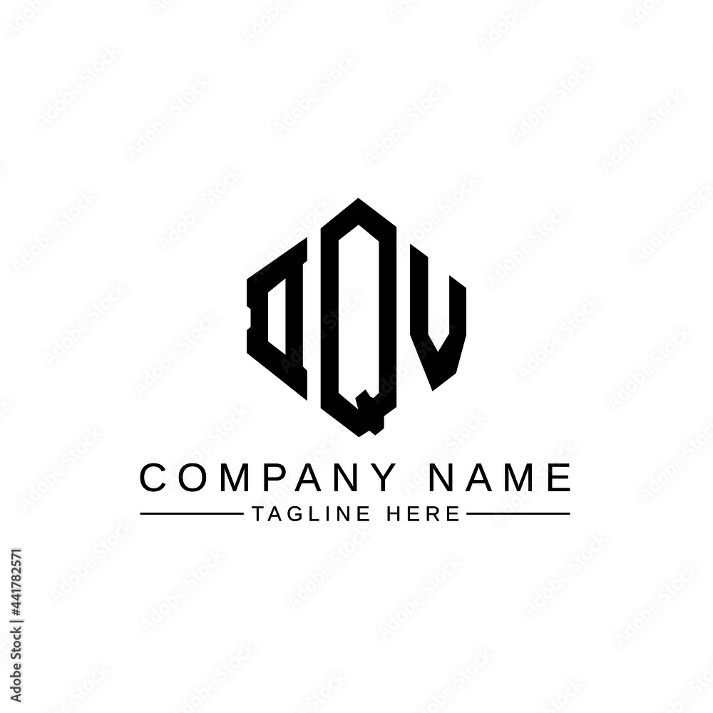DQV letter logo design with polygon shape. DQV polygon logo monogram. DQV cube logo design. DQV hexagon vector logo template white and black colors. DQV monogram, DQV business and real estate logo. 