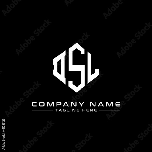 DSL letter logo design with polygon shape. DSL polygon logo monogram. DSL cube logo design. DSL hexagon vector logo template white and black colors. DSL monogram, DSL business and real estate logo. 