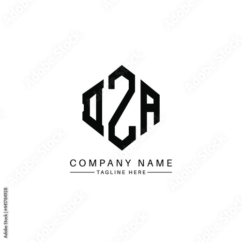 DZA letter logo design with polygon shape. DZA polygon logo monogram. DZA cube logo design. DZA hexagon vector logo template white and black colors. DZA monogram, DZA business and real estate logo. 