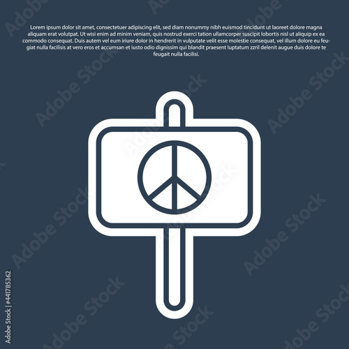 Blue line Peace icon isolated on blue background. Hippie symbol of peace. Vector