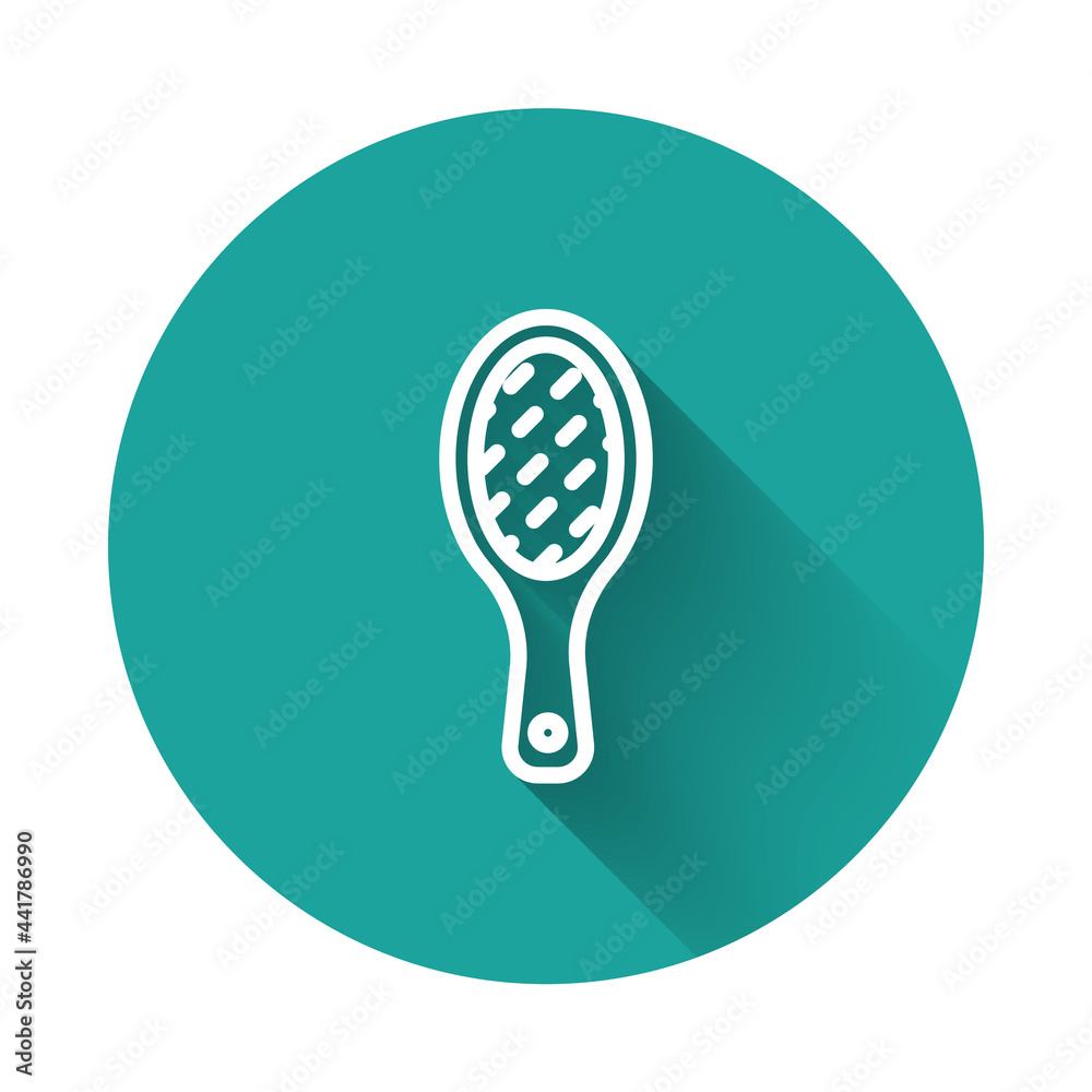 White line Nail file icon isolated with long shadow background. Manicure tool. Green circle button. Vector White line Nail file icon isolated with long shadow background. Manicure tool. Green circle button. Vector