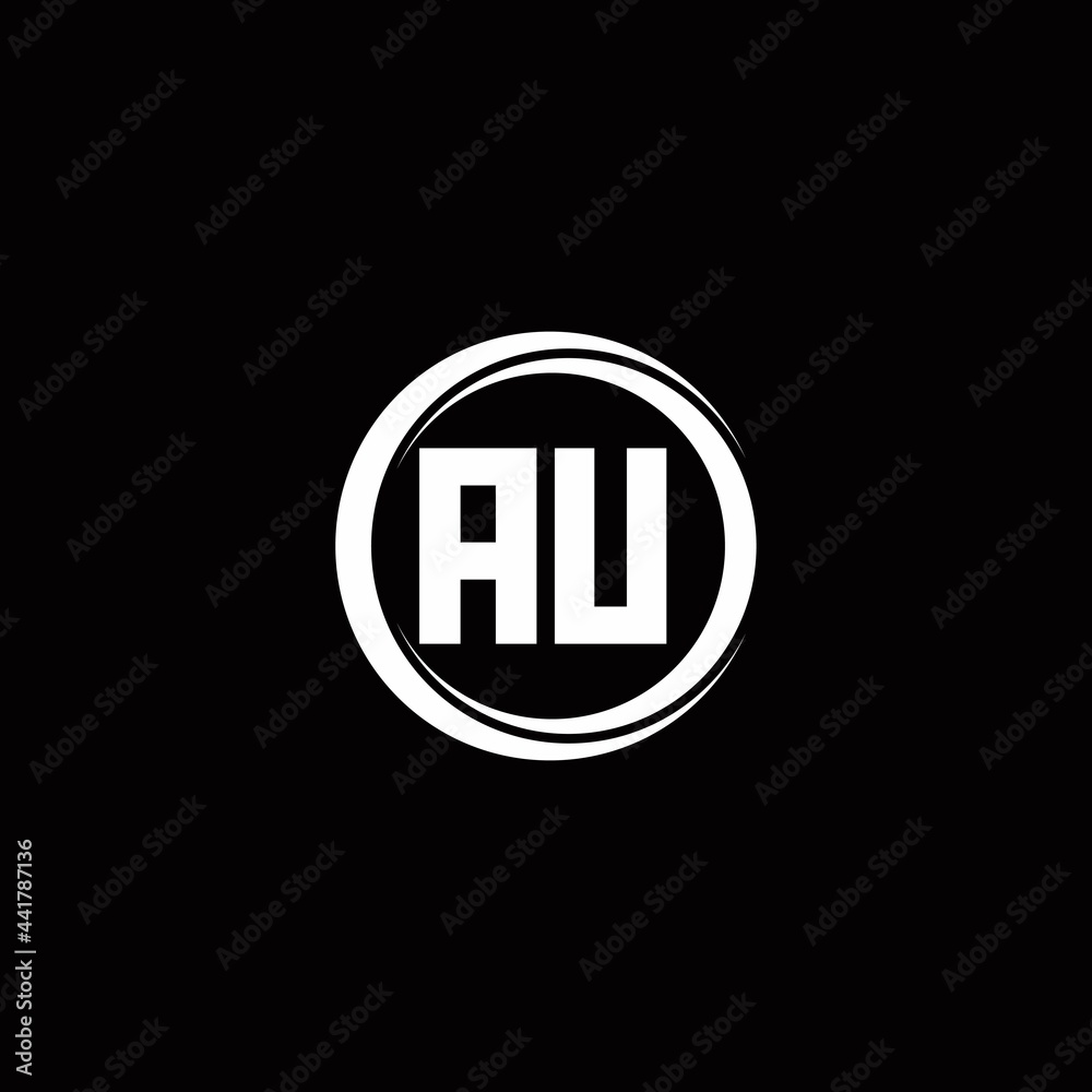 AU logo initial letter monogram with circle slice rounded design template AU logo initial letter monogram with circle slice rounded design template