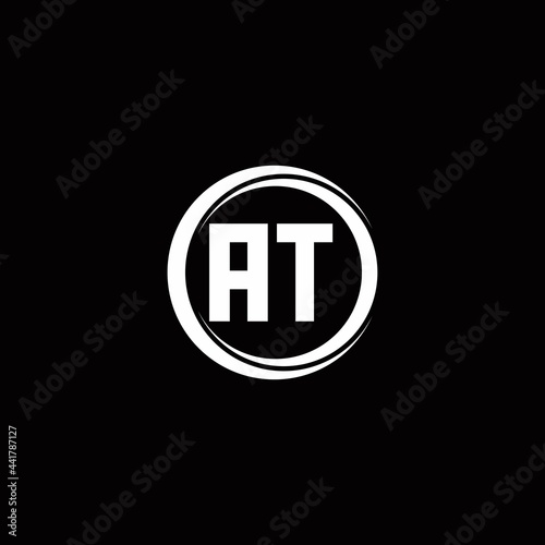 AT logo initial letter monogram with circle slice rounded design template