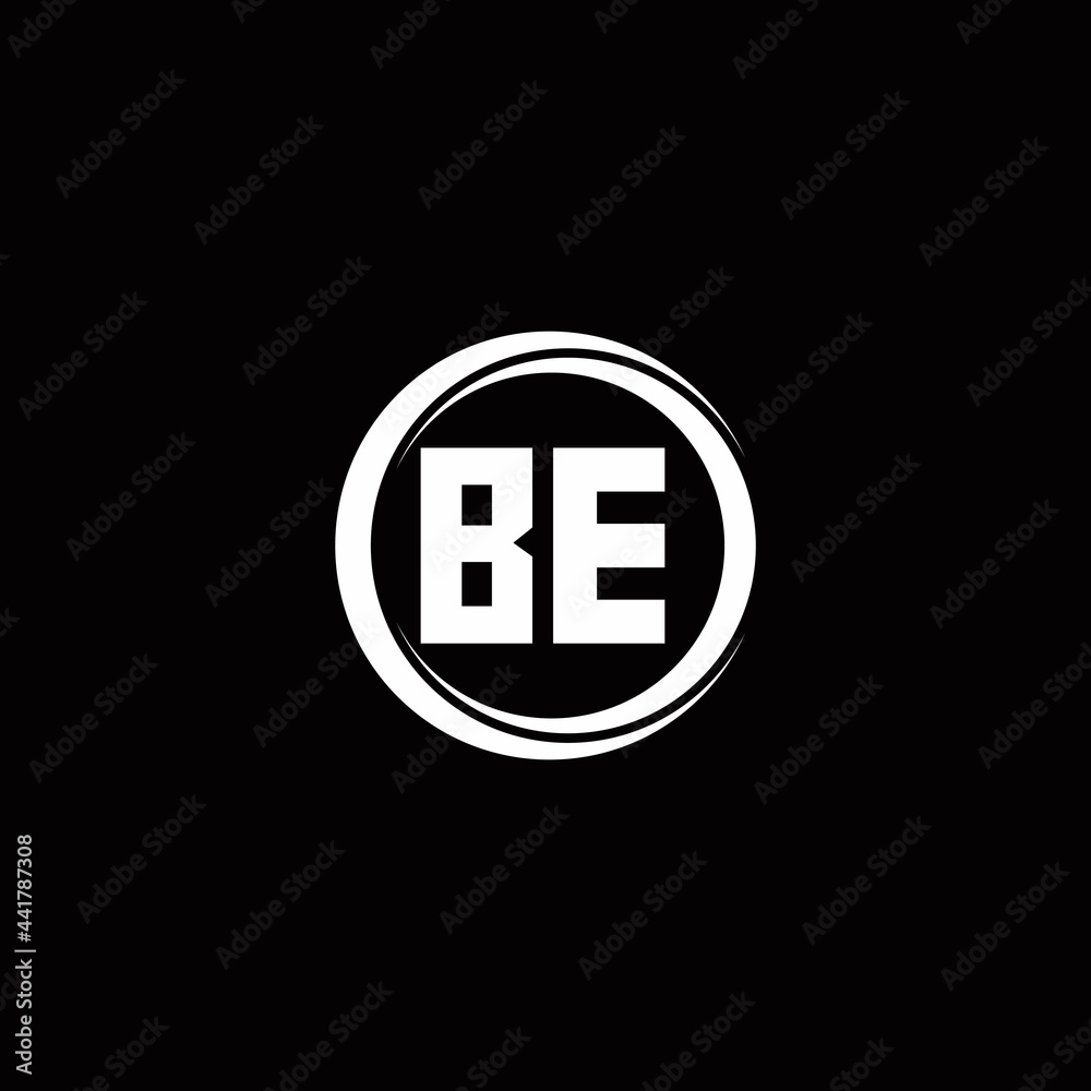 BE logo initial letter monogram with circle slice rounded design template BE logo initial letter monogram with circle slice rounded design template
