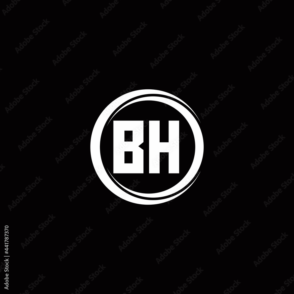 BH logo initial letter monogram with circle slice rounded design template BH logo initial letter monogram with circle slice rounded design template