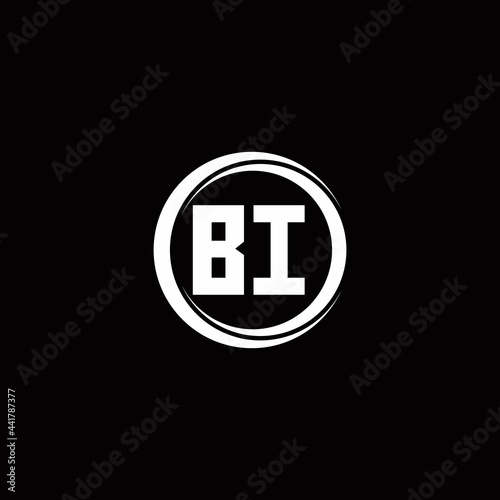 BI logo initial letter monogram with circle slice rounded design template