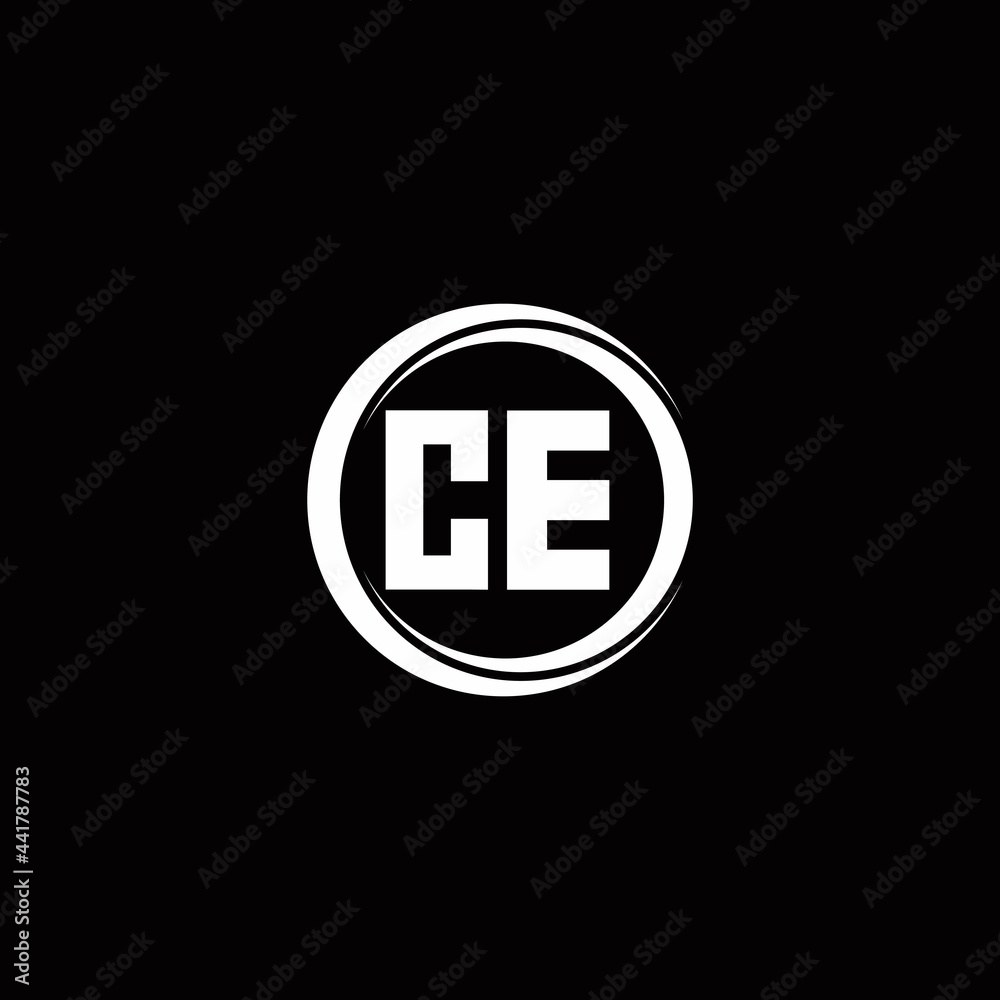 CE logo initial letter monogram with circle slice rounded design template CE logo initial letter monogram with circle slice rounded design template