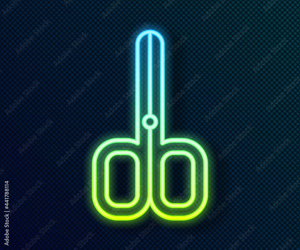 Glowing neon line Nail scissors icon isolated on black background. Manicure and pedicure scissors. Vector Glowing neon line Nail scissors icon isolated on black background. Manicure and pedicure scissors. Vector