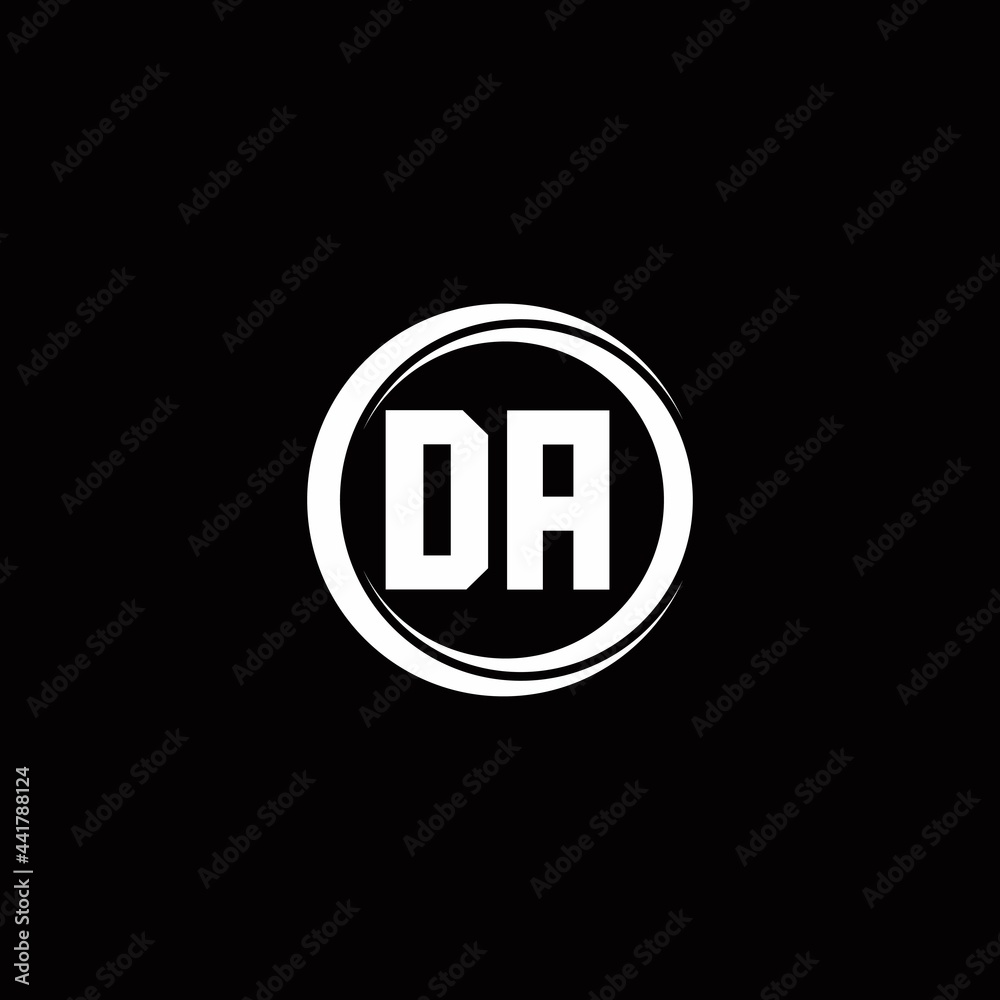 DA logo initial letter monogram with circle slice rounded design template