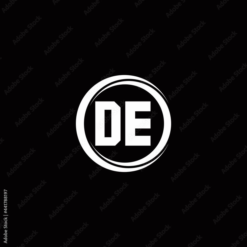 DE logo initial letter monogram with circle slice rounded design template