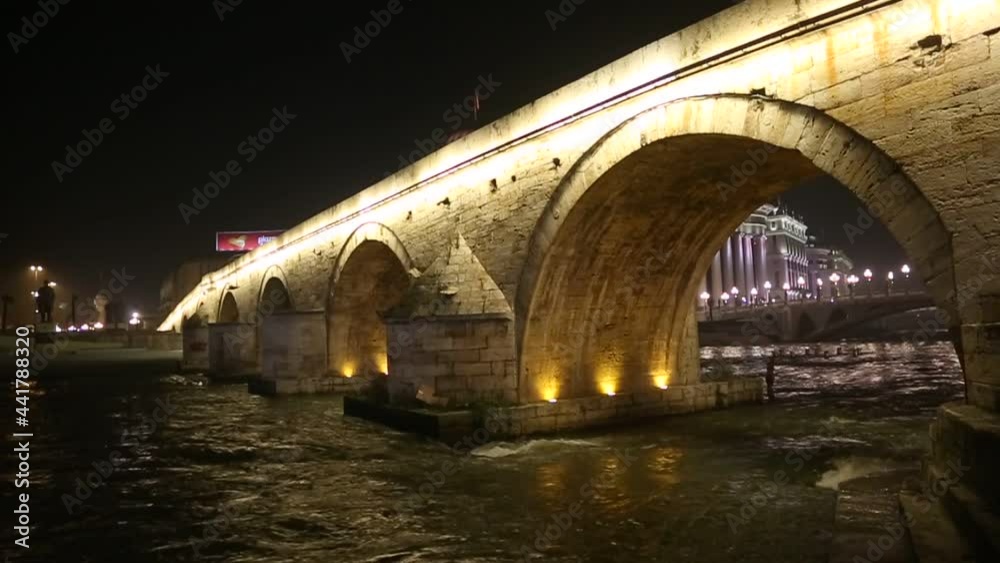 Stone Bridge at night in Skopje, Macedonia. Stone bridge is considered a symbol of Skopje.
Stone Bridge at night in Skopje, Macedonia. Stone bridge is considered a symbol of Skopje.
