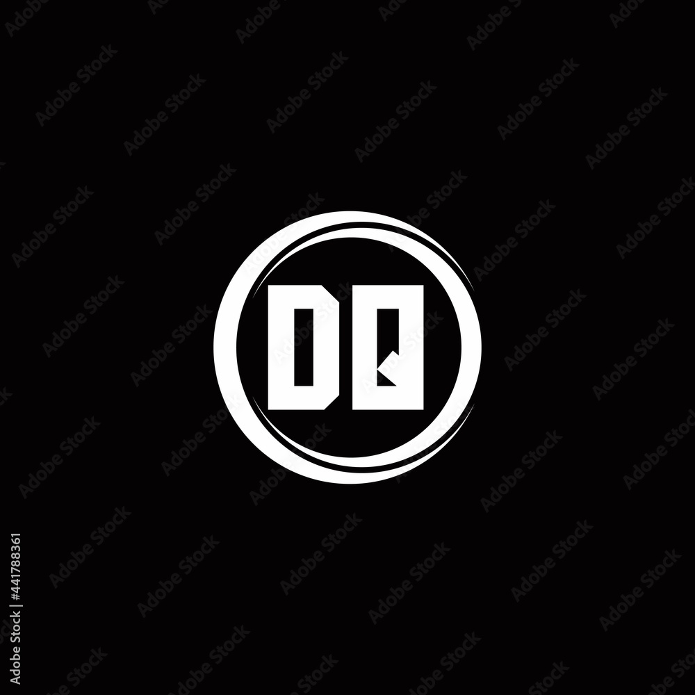 DQ logo initial letter monogram with circle slice rounded design template