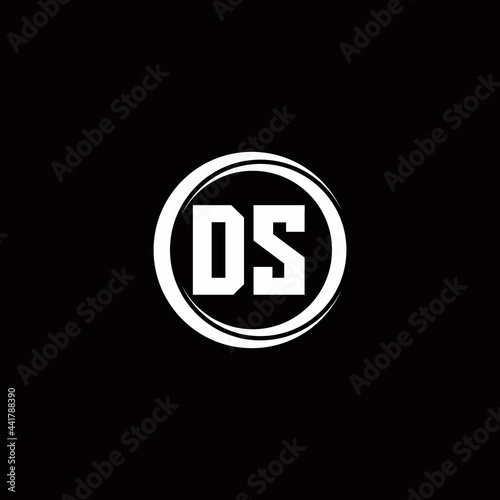 DS logo initial letter monogram with circle slice rounded design template