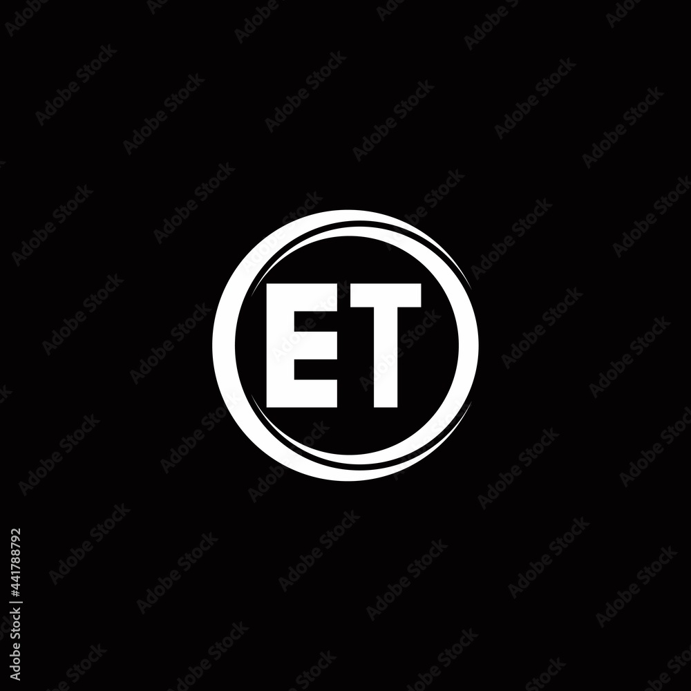 ET logo initial letter monogram with circle slice rounded design template ET logo initial letter monogram with circle slice rounded design template