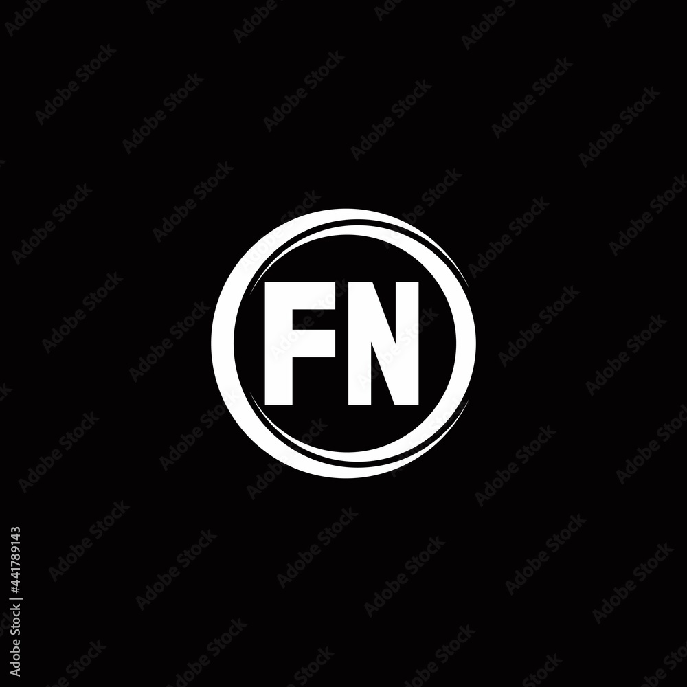FN logo initial letter monogram with circle slice rounded design template