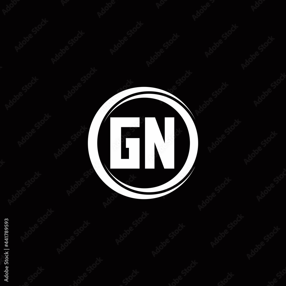 GN logo initial letter monogram with circle slice rounded design template GN logo initial letter monogram with circle slice rounded design template