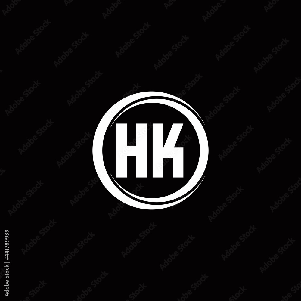 HK logo initial letter monogram with circle slice rounded design template HK logo initial letter monogram with circle slice rounded design template