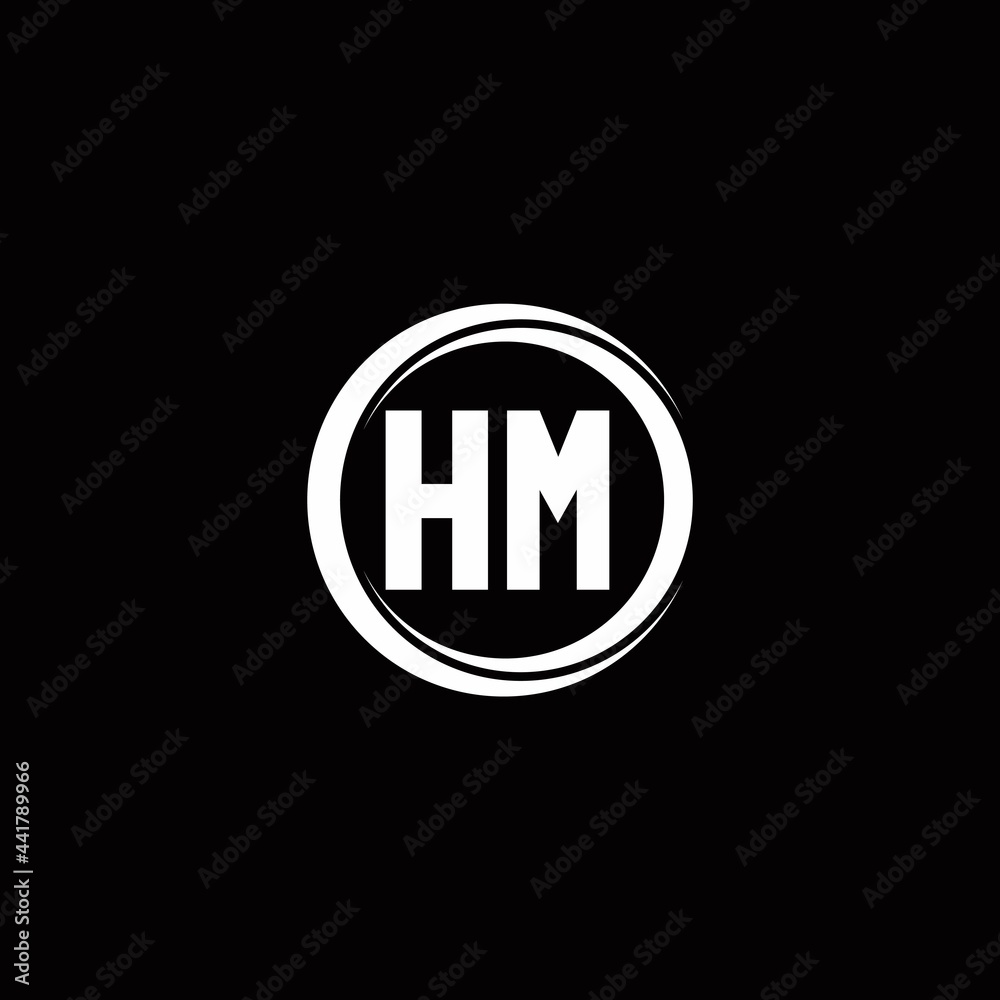HM logo initial letter monogram with circle slice rounded design template