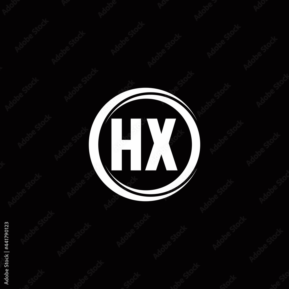 HX logo initial letter monogram with circle slice rounded design template