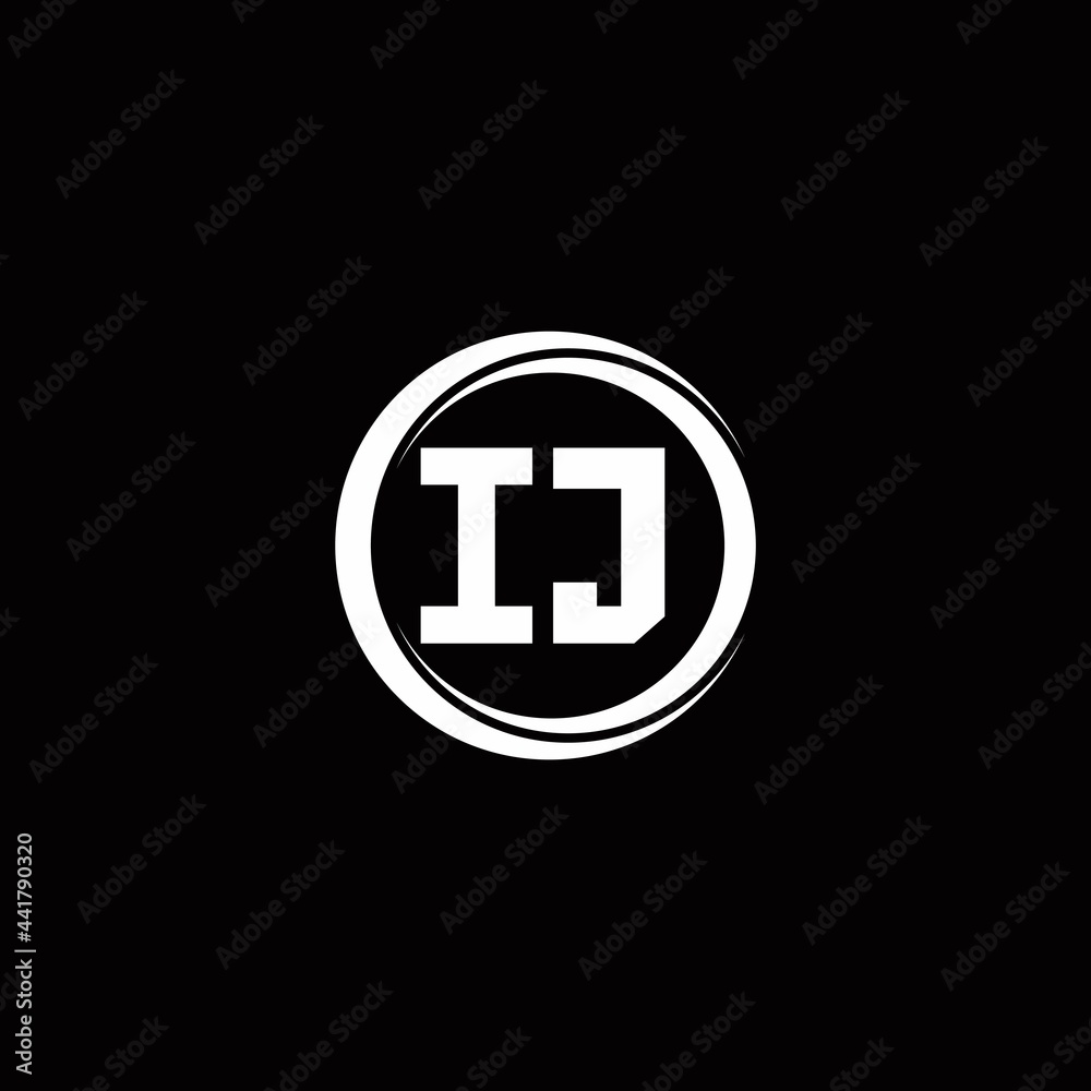 IJ logo initial letter monogram with circle slice rounded design template IJ logo initial letter monogram with circle slice rounded design template