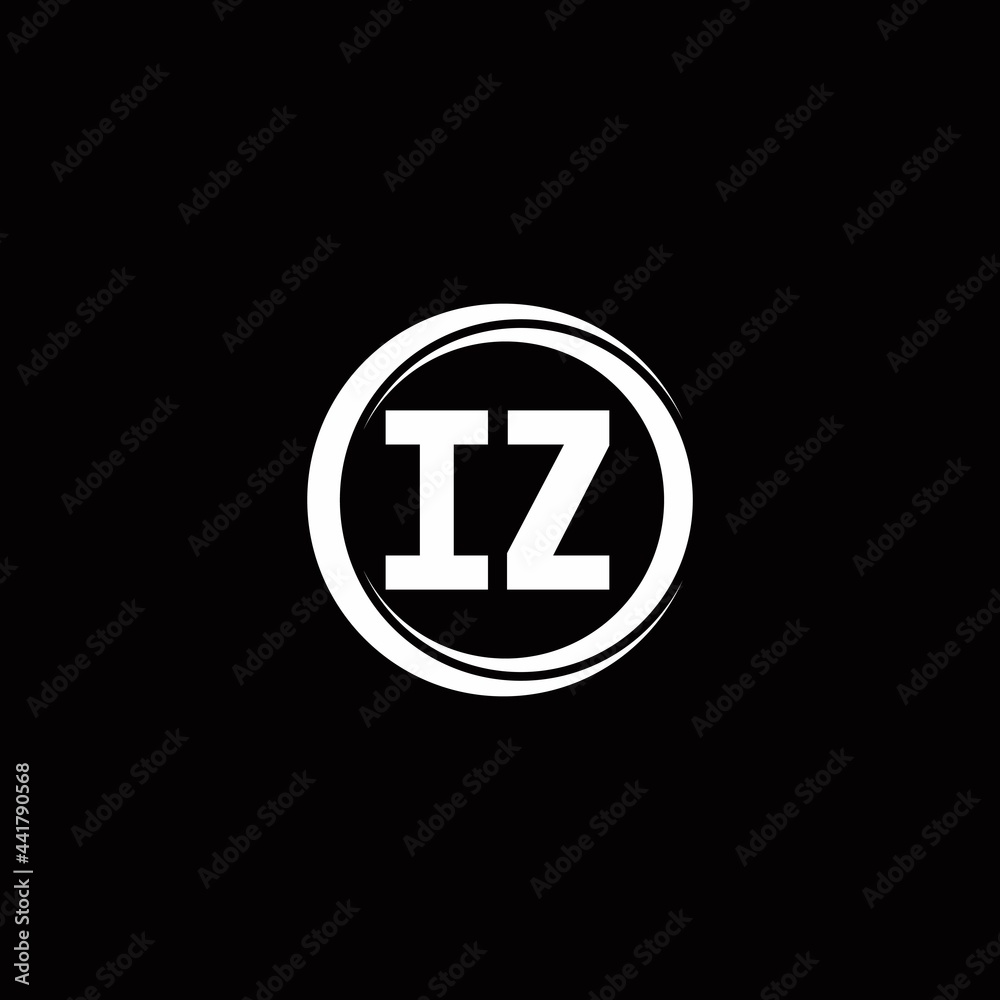 IZ logo initial letter monogram with circle slice rounded design template