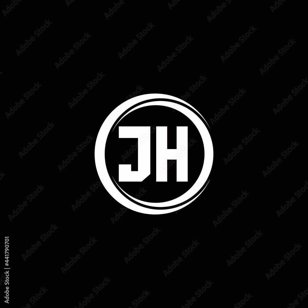 JH logo initial letter monogram with circle slice rounded design template